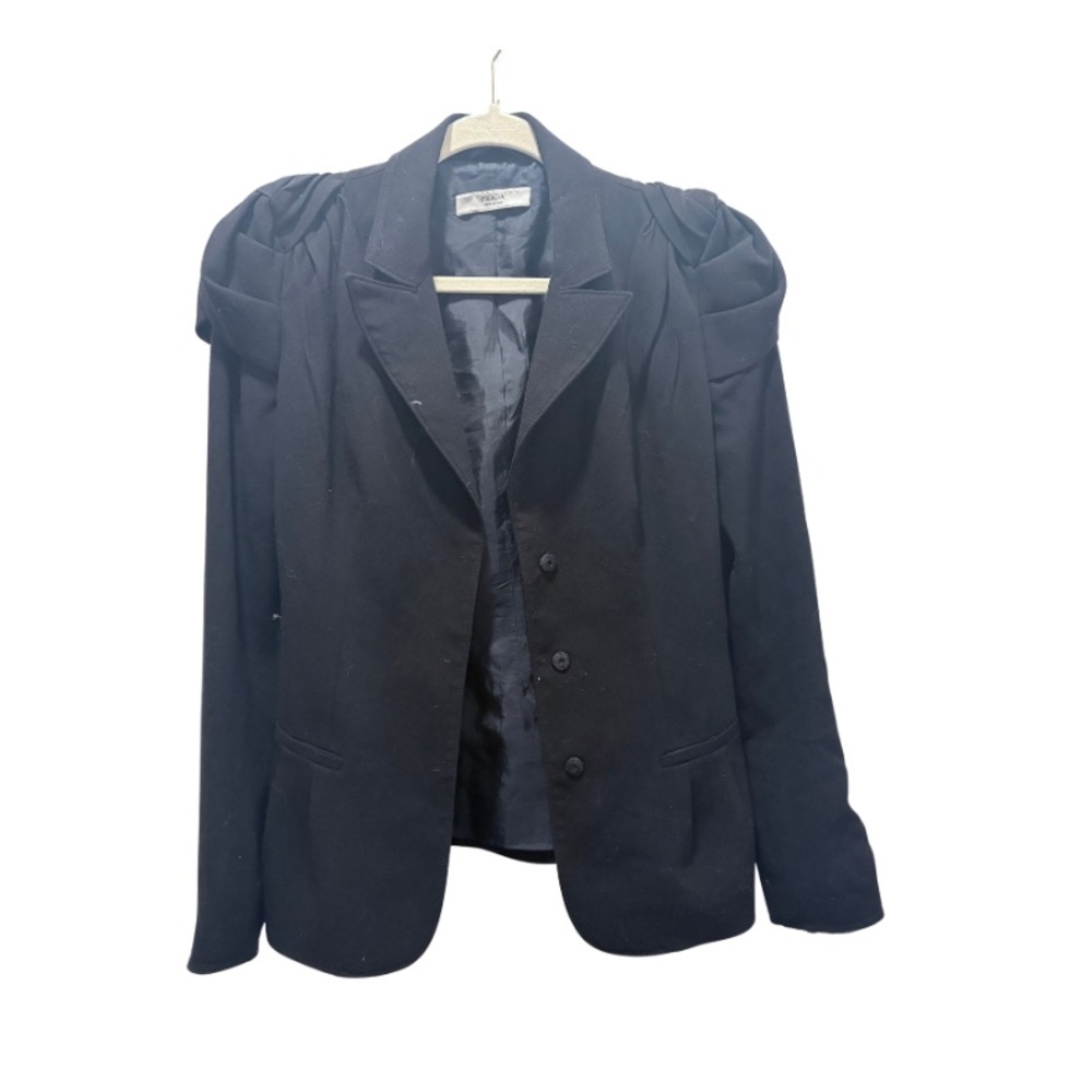 Prada Elegant Black Blazer with Puff Shoulders